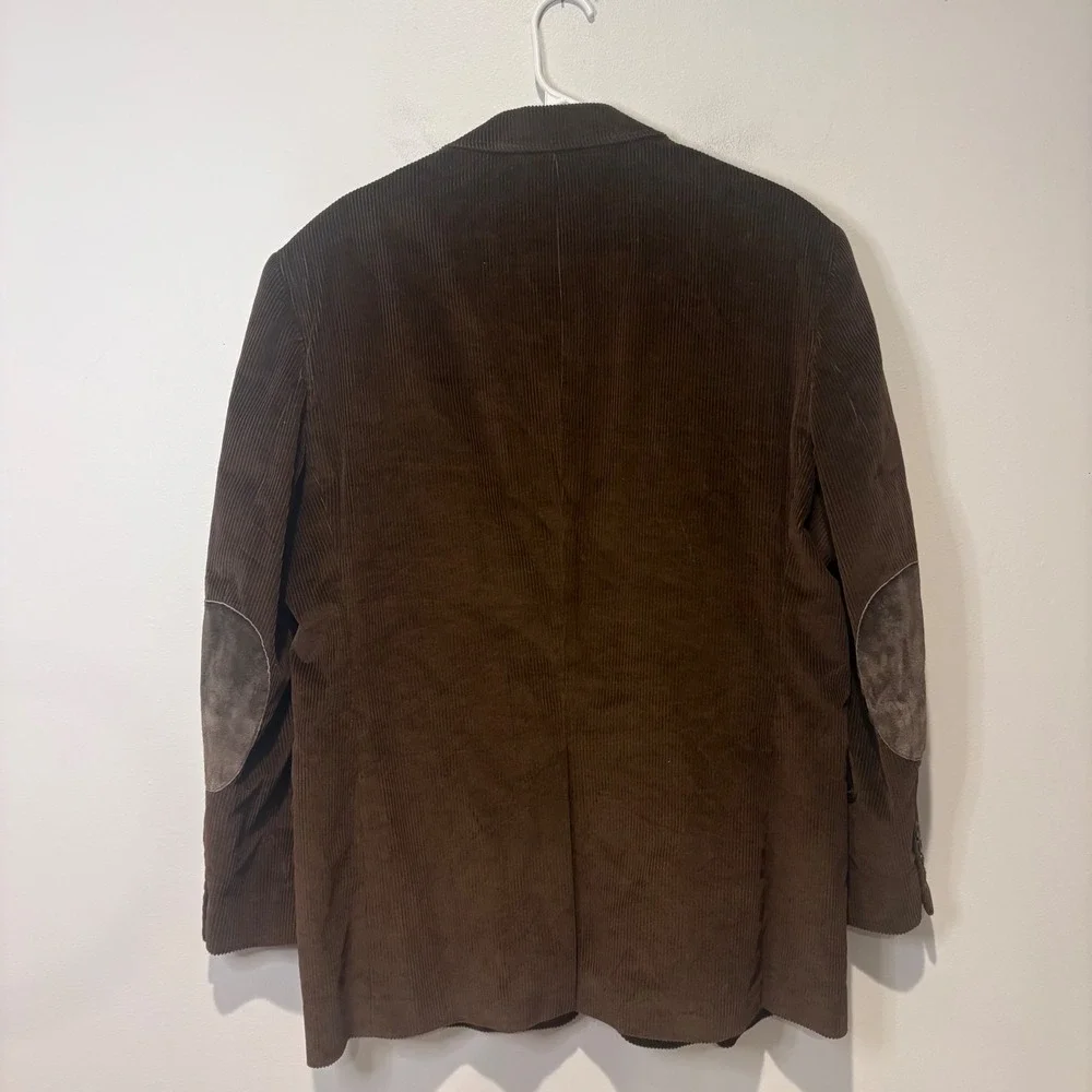 Stafford Corduroy Blazer‎ Mens 42R Brown Elbow Patches 2-Button Academia Grandpa